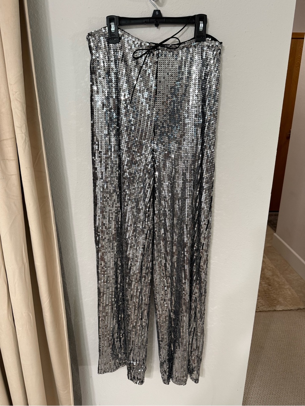 MISSPAP Black Sequin Wide Leg Pants